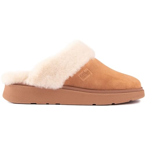 Fitflop Damen GEN-FF Shearling-Collar Suede Slippers Hausschuh, Desert Tan, 39 EU von Fitflop