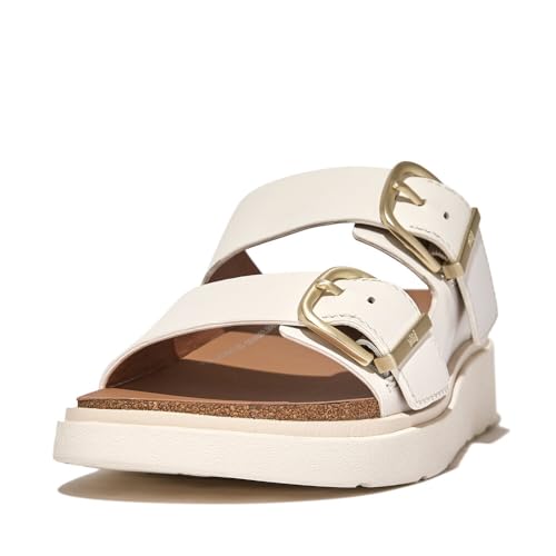 Fitflop Damen Gen-ff Buckle Two-bar Leather Slides Schiebe-Sandalen, weiß, 43 EU von Fitflop