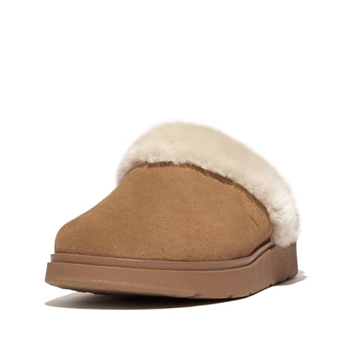 Fitflop Damen GEN-FF Shearling-Collar Suede Slippers Hausschuh, Desert Tan, 36 EU von Fitflop