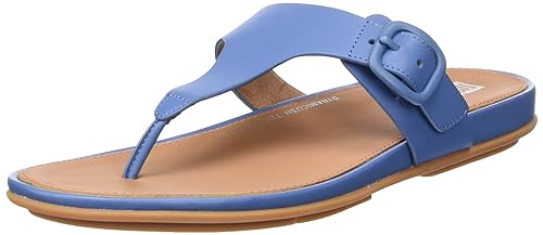 Fitflop Damen Gracie Rubber-Buckle Leather Toe-Post Sandals Flipflop, Sail Blue, 43 EU von Fitflop