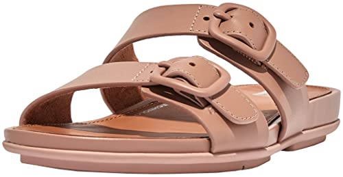 Fitflop Damen Gracie Lederschieber mit Gummischnalle, Zwei Stangen Schiebe-Sandalen, beige, 37.5 EU von Fitflop