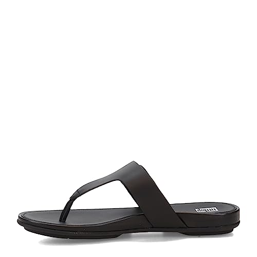 Fitflop Damen Gracie Rubber-Buckle Leather Toe-Post Sandale, Schwarz, 38.5 EU von Fitflop