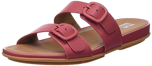 Fitflop Damen Gracie Rubber-Buckle Two-bar Leather Slides Schiebe-Sandalen, Dusky Red, 37 EU von Fitflop