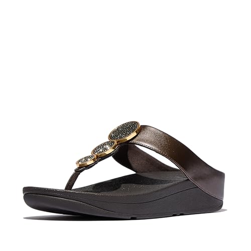 Fitflop Damen Halo Bead-Circle Toe-Post Sandale, Metallic Chocolate Brown, 41 EU von Fitflop