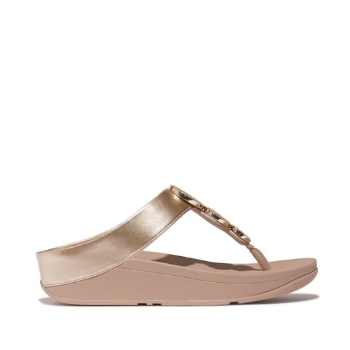 Fitflop Damen Halo Bead-Circle Toe-Post Sandale, Metallic Latte Beige, 43 EU von Fitflop