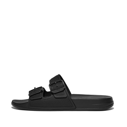 Fitflop Damen Iqushion Two-bar Buckle Slides Flache Sandale, Schwarz, 41 EU von Fitflop