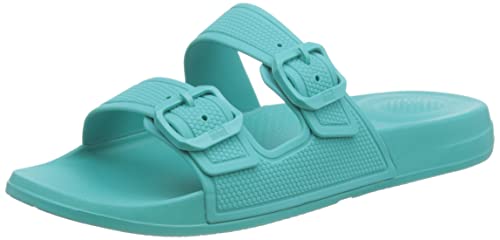 Fitflop Damen IQUSHION Bar Buckle Slide Flache Sandale, Tahiti Blau, 36 EU von Fitflop