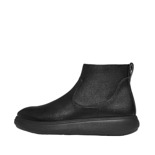 Fitflop Damen Iq-comff Leather Zip Ankle Boots Stiefelette, Schwarz, 38.5 EU von Fitflop