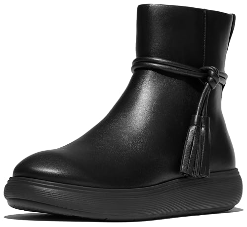 Fitflop Damen Iq-comff Tassel Leather Short Boots Stiefelette, Schwarz, 38 EU von Fitflop