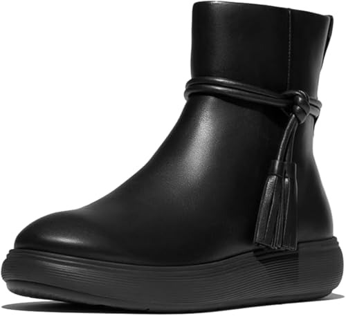 Fitflop Damen Iq-comff Tassel Leather Short Boots Stiefelette, Schwarz, 39 EU von Fitflop