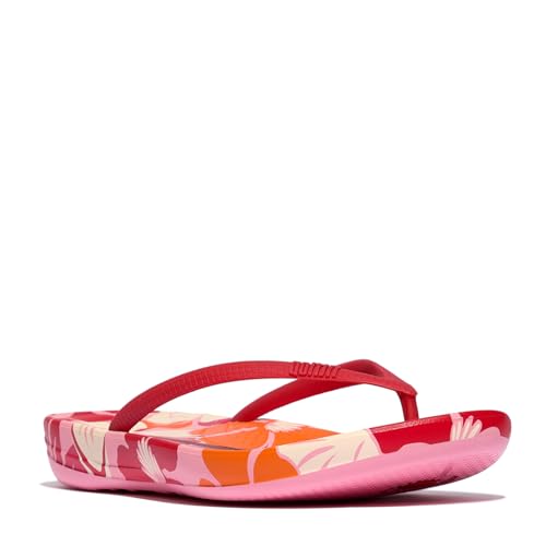Fitflop Damen Iqushion Flowerz Ergonomic Flip-Flops Flipflop, Redberry, 42 EU von Fitflop