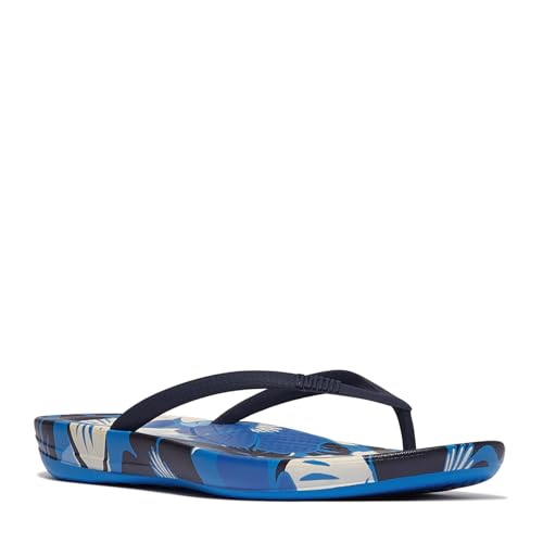 Fitflop Damen Iqushion Flowerz Ergonomic Flip-Flops Flipflop, blau, 43 EU von Fitflop