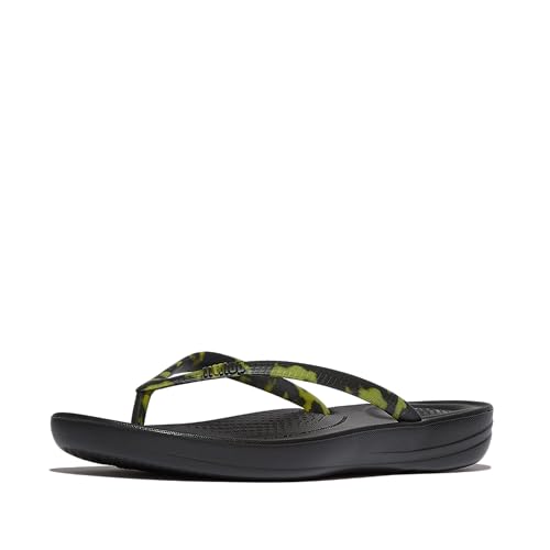 Fitflop Damen Iqushion Leopard Flip-Flops Flipflop, Zitronengras-Mix, 39 EU von Fitflop