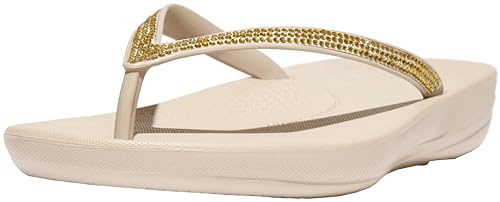 Fitflop Damen Iqushion Sparkle Flipflop, Stone Beige, 38 EU von Fitflop