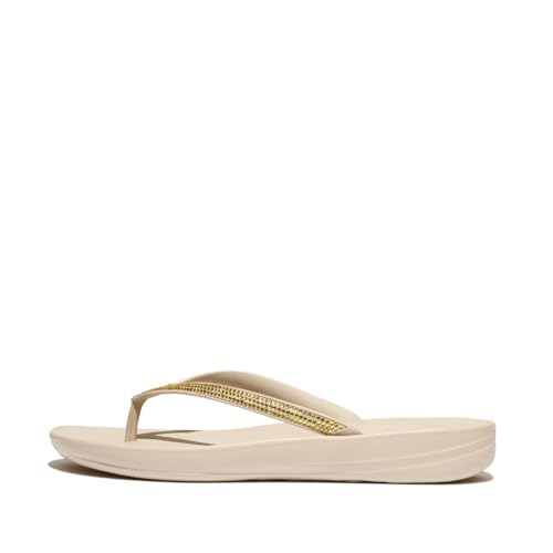 Fitflop Damen Iqushion Sparkle Flipflop, Stone Beige, 39 EU von Fitflop