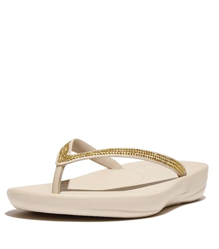 Fitflop Damen Iqushion Sparkle Flipflop, Stone Beige, 41 EU von Fitflop