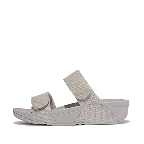 Fitflop Damen Lulu Adjustable Shimmerlux Slides Schiebe-Sandalen, Silber, 38 EU von Fitflop