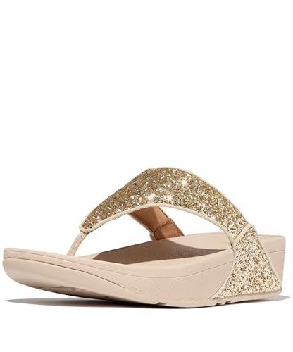 Fitflop Damen LULU Glitter Toe-Thongs Flipflop, Platin, 39 EU von Fitflop