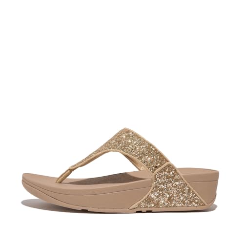 Fitflop Damen LULU Glitter Toe-Thongs Sandale, Latte Beige, 43 EU von Fitflop