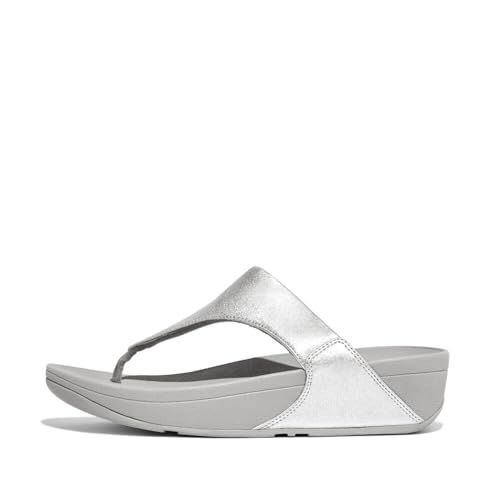 Fitflop Damen LULU TOE POST - LEATHER Zehenstütze Sandalen, Silber., 40 EU von Fitflop