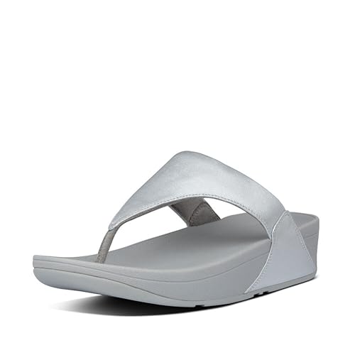 Fitflop Damen LULU TOE POST - LEATHER Zehenstütze Sandalen, Silber., 41 EU von Fitflop