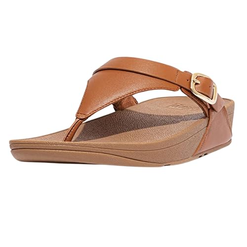 Fitflop Damen Lulu Adjustable Leder Toe-post Sandalen, Hellbraun, 40 EU von Fitflop