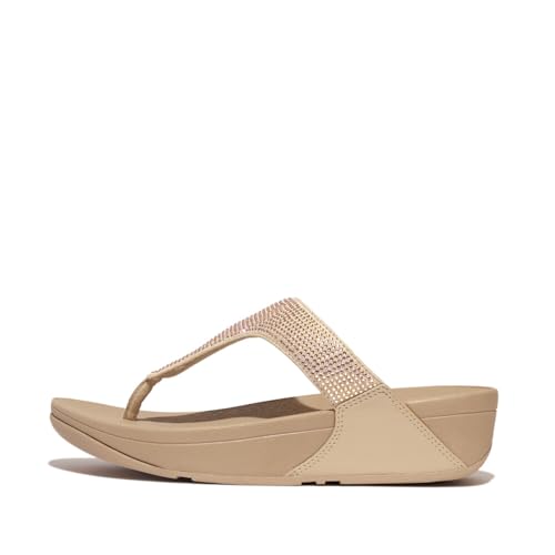 Fitflop Damen Lulu Crystal Embellished Toe-Post Sandal, Latte Beige, 43 EU von Fitflop