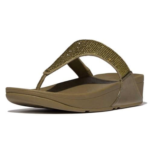 Fitflop Damen Lulu Crystal Embellished Toe-Post Sandale, Metallic Camo Green, 40 EU von Fitflop