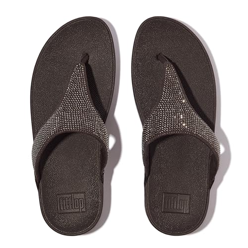 Fitflop Damen Lulu Crystal Embellished Toe-Post Sandale, Metallic Chocolate Brown, 41 EU von Fitflop