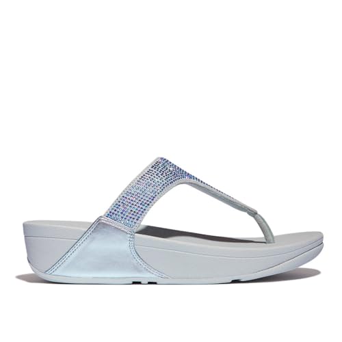 Fitflop Damen Lulu Crystal Embellished Toe-Post Sandale, blau, 41 EU von Fitflop