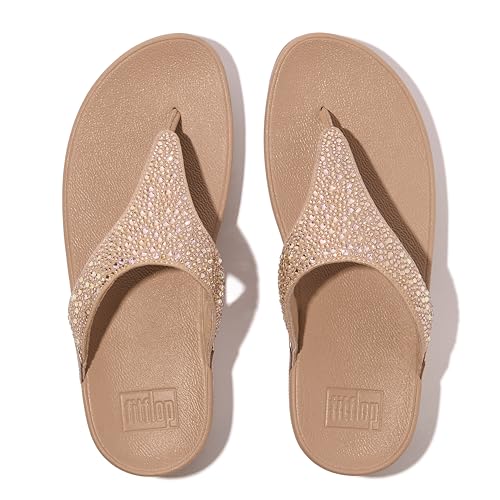 Fitflop Damen Lulu Crystal-Mix Toe-Post Sandale, Metallic Classic Beige, 40 EU von Fitflop