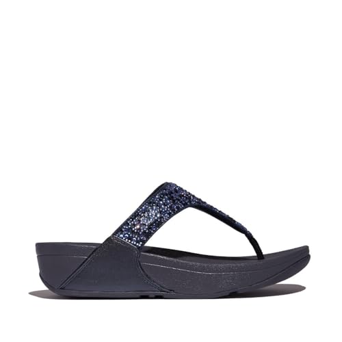 Fitflop Damen Lulu Crystal-Mix Toe-Post Sandale, Navy, 38 EU von Fitflop
