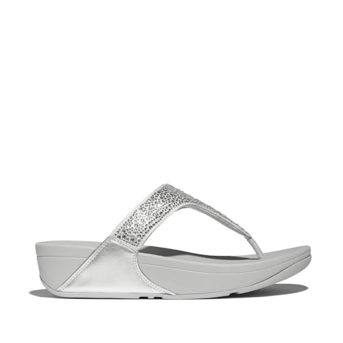 Fitflop Damen Lulu Crystal-Mix Toe-Post Sandale, Silber, 39 EU von Fitflop
