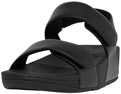 Fitflop Damen Lulu Verstellbare Leder Rückenriemen Flache Sandale, Schwarz, 43 EU von Fitflop