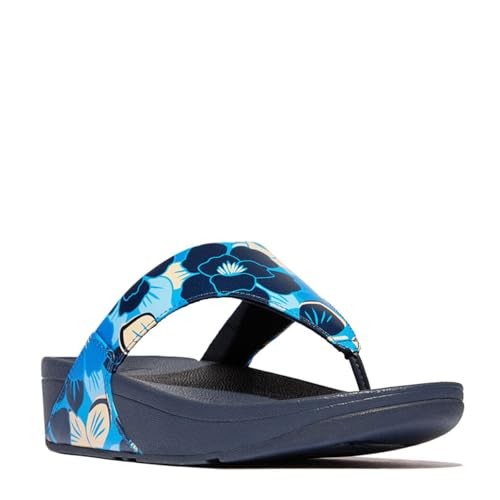 Fitflop Damen Lulu Flowerz Leather Toe-Post Sandale, Navy, 38 EU von Fitflop
