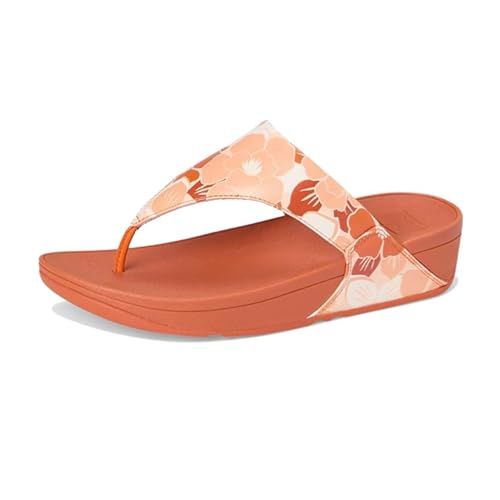 Fitflop Damen Lulu Flowerz Leather Toe-Post Sandale, pfirsich, 43 EU von Fitflop