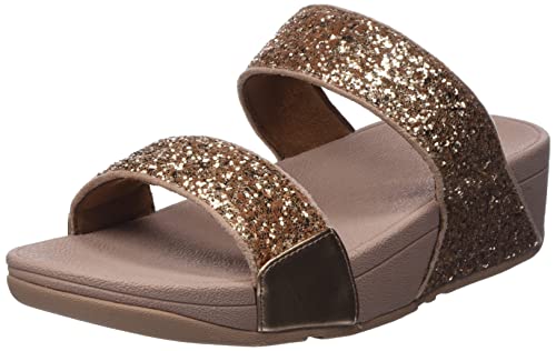 Fitflop Damen Lulu Glitter Slides Synthetic Rose Gold Sandalen 38.5 EU von Fitflop