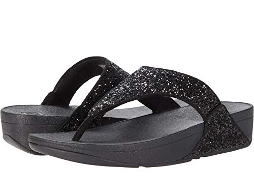 Fitflop Damen LULU Crystal Toe-Post Sandalen, Schwarz (Black Glitter), 43 EU von Fitflop