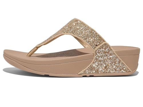 Fitflop Damen LULU Glitter Toe-Thongs Sandale, Latte Beige, 38 EU von Fitflop