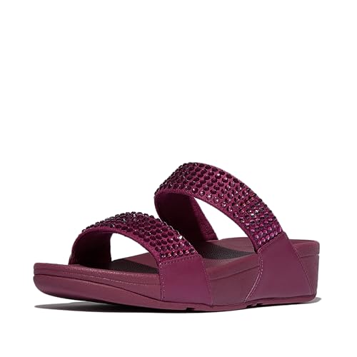 Fitflop Damen Lulu Maxi-Crystal Two-bar Slides Schiebe-Sandalen, rubinrot, 38 EU von Fitflop