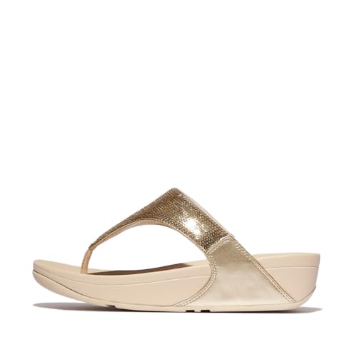 Fitflop Damen Lulu Sequin Toe-Post Sandale, Platin, 42 EU von Fitflop