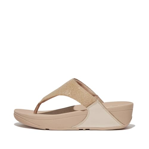 Fitflop Damen Lulu Shimmerlux Zehentrenner Sandale, Latte Beige, 39 EU von Fitflop