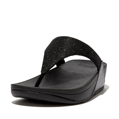 Fitflop Damen Lulu Shimmerlux Zehentrenner Sandale, Schwarz, 43 EU von Fitflop