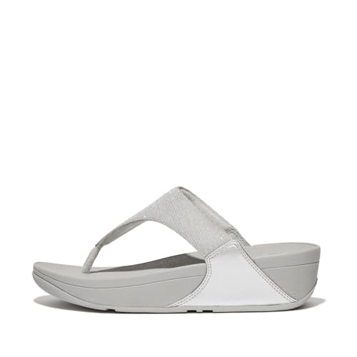 Fitflop Damen Lulu Shimmerlux Zehentrenner Sandale, Silber, 37 EU von Fitflop