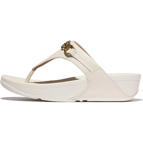 Fitflop Damen Lulu Square-Chain Leather Toe-Post Sandale, Paris Beige, 43 EU von Fitflop