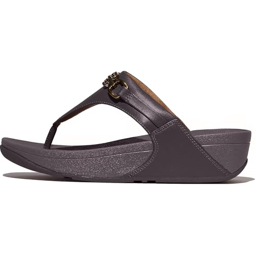 Fitflop Damen Lulu Square-Chain Leather Toe-Post Sandale, Plumberry, 40 EU von Fitflop