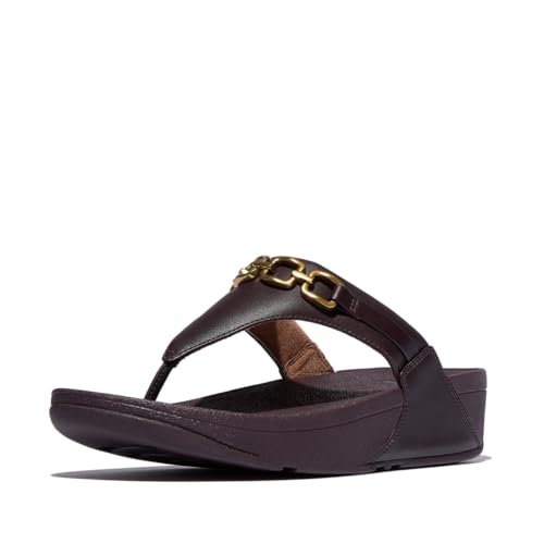 Fitflop Damen Lulu Square-Chain Leather Toe-Post Sandale, Plumberry, 42 EU von Fitflop