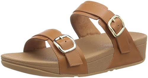 Fitflop Damen Lulu Verstellbare Leder-Slides Schiebe-Sandalen, Hellbraun, 39 EU von Fitflop