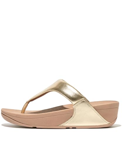 Fitflop Damen Lulu Zehensteg aus Leder Flipflop, Platin, 39 EU von Fitflop