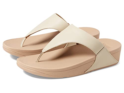 Fitflop Damen Lulu Zehensteg aus Leder Sandale, beige, 39 EU von Fitflop